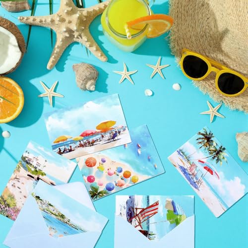 48 Sets Blank Beach Cards with Envelopes and Stickers 4'' x 6''