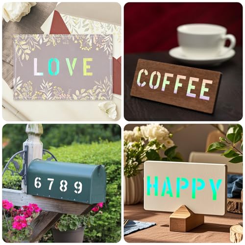 3 Inch Letter and Number Stencils Symbol Numbers Craft Stencils, 48 Pcs Reusable Alphabet Templates Interlocking Stencil Kit for Painting on Wood, Wall, Fabric, Rock, Sign, DIY Art Projects - style: 3 inch