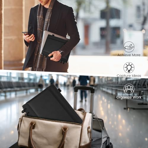 Hardcover Refillable Journal Notebook with Removable Divider Tabs, 300 Pages Leather 5 Subject Discbound Notebook College Ruled for Work School Note Taking,10x11.5" Lined Journal for Men & Women,black - color: Black, size: Large