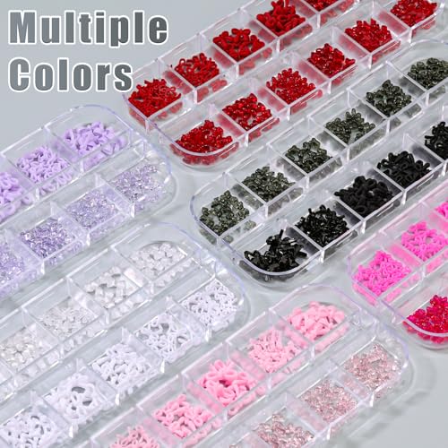 1 Box Purple Bow Nail Charms,Cute 3D Mini Resin Bows Charms for Nails - color: 1B-Purple