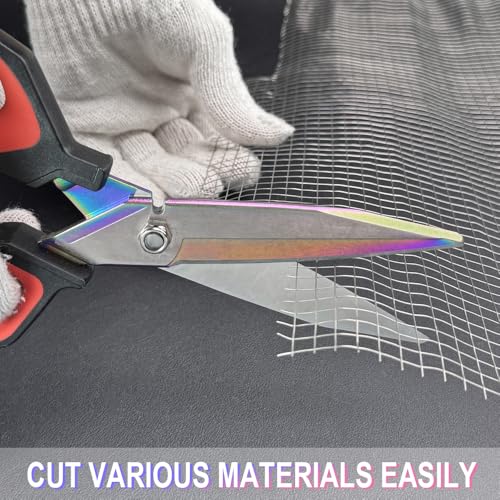 9.5" Multipurpose Heavy Duty Scissors, Titanium Coating Forged Scissors, Comfort Grip, Industrial Shears for Carpet, Wire, Leather, Fabric,Cardboard - color: Titanium-coated