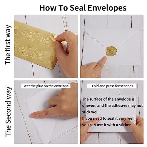 50 Pieces A7 Envelopes 5x7 with Gold Stickers, Rose, White - color: Gold,White