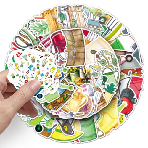 50PCS Gardening Tools Stickers, for Scrapbooking,Laptops,Phones,and Water Bottles,Garden Theme Decals for Gardeners and Nature Enthusiasts Vinyl Decals for Kids Teens Adults (Colourful-2) - color: Colourful-2