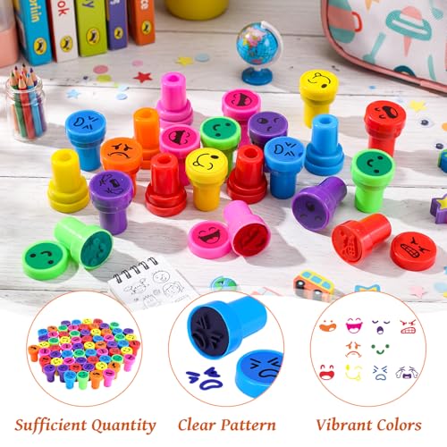 Yexiya 100 Pcs Face Ink Stampers Bulk Back to School Teacher Review Stamps - style: Face Ink Stampers