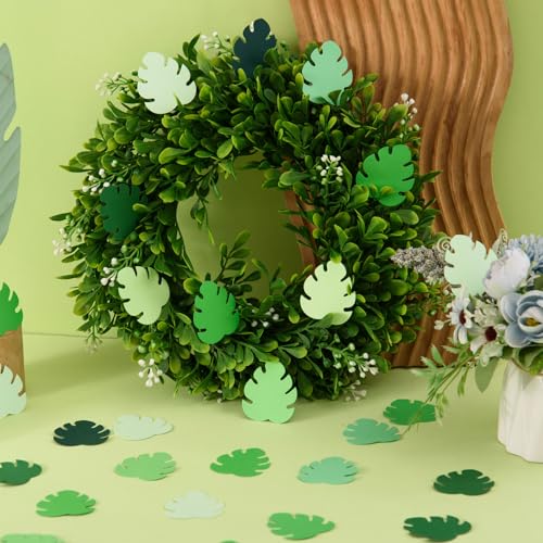 MixTeach 600 Pcs Mini Tropical Leaves Cutouts Paper Tropical Leaf Cutouts 2" Green Palm Leaf Shapes Die Cuts Classroom Decor for Bulletin Board Crafts School Summer Jungle Wall Décor & Party Supplies - color: Assorted Green