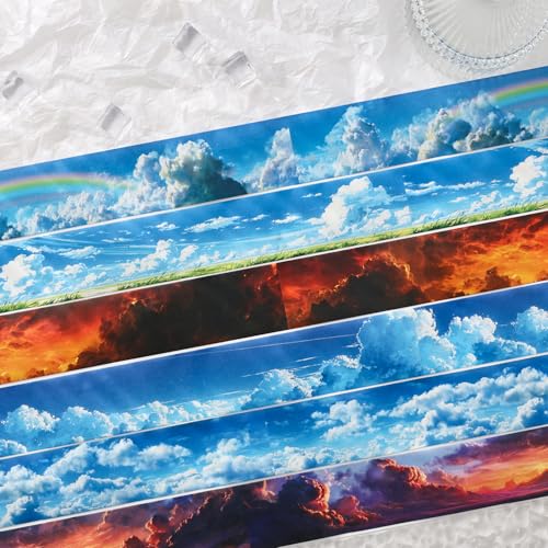 Washi Tape Stickers for Scrapbooking Supplies,Cloud Sticker for Journaling - color: Colorful Flowing Clouds
