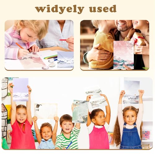 160 Pcs Stationery Paper Envelopes Set | Includes 50 Writing Paper & 50 Envelopes 60 Stickers, Ink Painting Letter Writing and Stationery Paper Envelopes(10Style) - color: Ink Painting