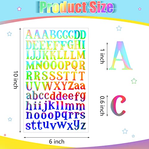 2160 Pieces 24 Sheets Holographic Laser Letter Stickers, Shining Colors | Glitter Self Adhesive Stickers, Shiny Alphabet DIY Small Vinyl Decorative Decals, for Cups Scrapbooks Window Door Cars - color: Shining Colors