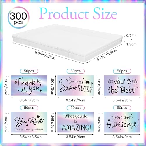 Thank You Cards Small Business 300Pcs Encouragement Cards, Holographic Appreciation Motivational Inspirational Card You Are Awesome Gratitude Card Gift for Business Employees Student Teacher Volunteer - color: Motivational Cards, size: 300 PCS