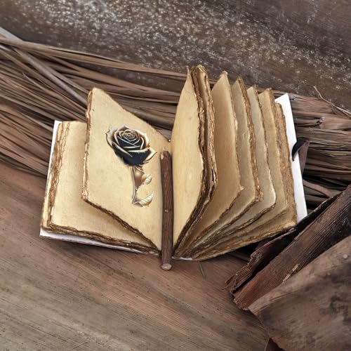 cuero Vintage Elegant Rose Leather Journal Floral Notebook Spiritual Growth Mystical Blossoming Golden Black Rose Diary for Women Girls Handmade Antique Notebook for Writing and Gifting 5x7 inches - color: Cappuccino Brown
