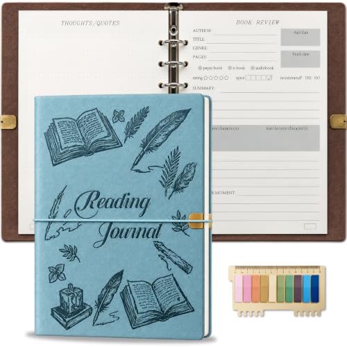 Reading Journal for Book Tracking PU Leather Book Journal (Blue) - color: Blue