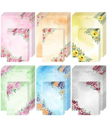Mr. Pen- Stationery Writing Paper Set with Envelopes, 7.4" x 5.5" - color: Summer Flowers, size: 48 Lined stationery papers