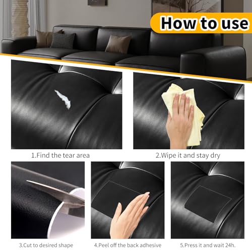 JuCheng Leather Repair Kit, Black, 17X79 inch - color: Black, size: 17 in x 79 in