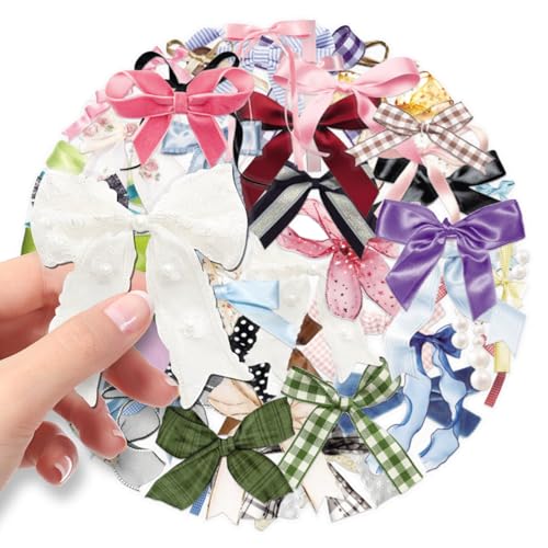 50PCS Bows tie Waterproof Vinyl Stickers for Laptop, Water Bottle, Phone - Kawaii Durable Cute Aesthetic Decals, DIY Crafts for Scrapbooking, Journal for Kids Teens Adults (Colourful-4) - color: Colourful-4