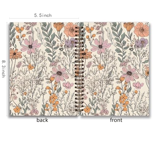 Floral Flower Garden Spiral Notebook Journal, 5.5×8.3 Inch - color: flower 10