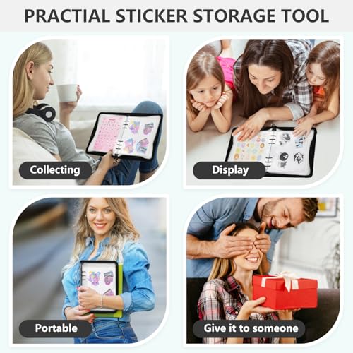 A5 Sticker Storage Organizer Binder Collecting Book Album, Black - color: black