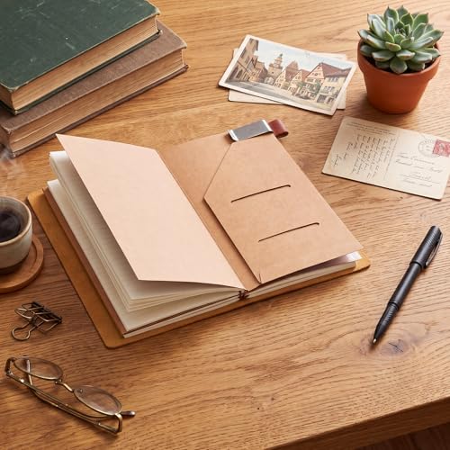 Thenshop Leather Travel Notebook 3 Inserts, Orange, Stand Size - color: Orange, size: Stand Size