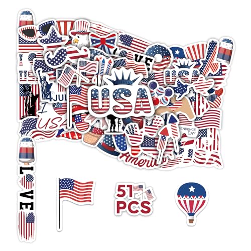50 PCS American Flag Stickers for Water Bottle - color: Non-luminescent-209ksxx