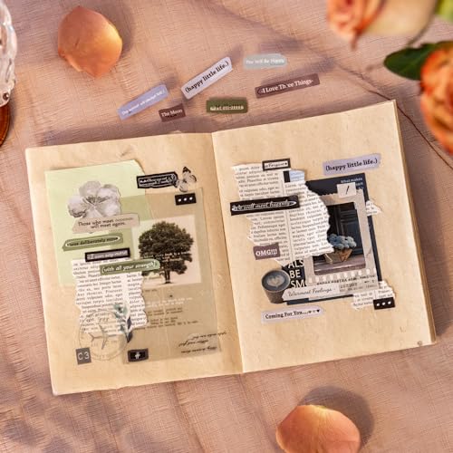 Words Pre-Cut Tapes Set, 6 Rolls Phrase Ephemera for Junk Journaling, Scrapbooking, Crafting, DIY Projects, Diaries, and Art Supplies - style: Love Letter