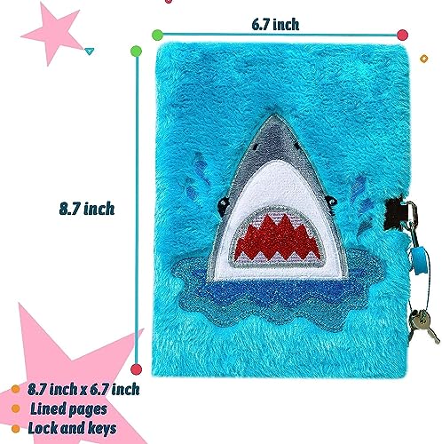 SuperStyle Shark Secret Diary with Lock, Journal for Boys Ages 6-8 - color: Blue-Shark