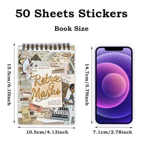 800 PCS Vintage Scrapbooking Journal Stickers,50 Sheet, washi Stickers for journaling Supplies DIY Crafts Laptops，Sticker for Card Making, Ephemera Sticker Book Pre Cut(Retro Times)