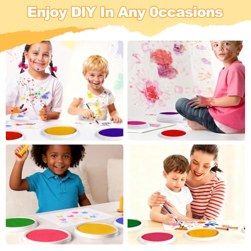 Hayunfiys Kids’ 7" Large Round Ink Pads - 10 Color Rainbow, Safe & Washable | for Handprint/Footprint Art, Stamp Crafting, Fingerprint Painting | Ideal Birthday Gifts for Kids