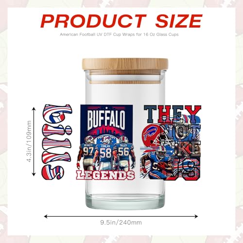 4 Sheet UV DTF Cup Wraps for 16 Oz Glass Cups American Football (06) - style: BL1