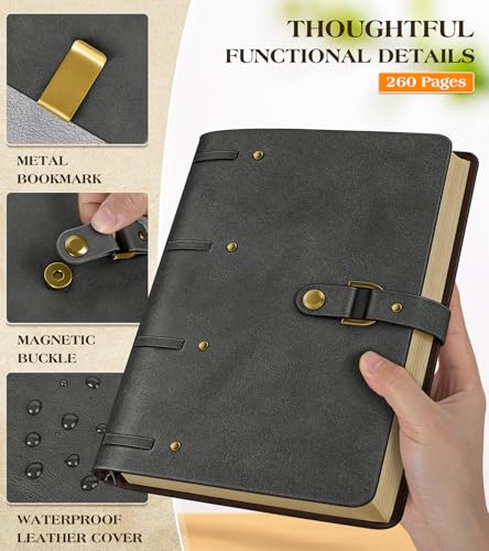 Leather Journal Notebook, A5 Size 6.9 x 9 inches 260 Lined Pages-Dusty Blue - color: Dusty Blue, size: 6.9*9inch