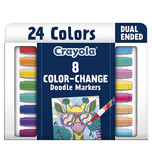 Crayola Color Changing Markers (8ct), No Bleed Markers for Adult Coloring, Dual Sided Marker Set, Cool Art Supplies, Gift for Teens - style: Color Change