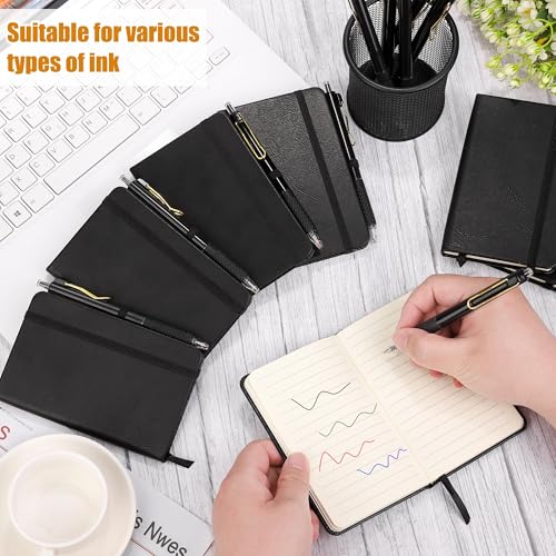 Aodaer 50 Sets Pocket Notebook Journal with Pens, 160 Pages, 3.5 x 5.5 Inch Mini Lined Journal Notebook A6 Leather Hardcover College Ruled Notepad with Pen Holder for School Office Gifts, Black - color: Black