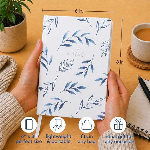 WORLD TRAVELER Eccolo A5 Lined Journal 256 Ivory Pages Lay Flat 6x8 - color: Watercolor Foliage