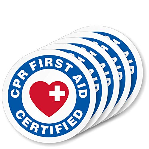 SmartSign CPR First Aid Certified Pack of 5 Hard Hat Labels | Retro-Reflective, 2" Circle - color: Cpr First Aid Certified