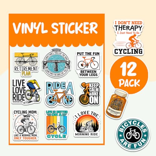 (12pcs-3in) Cycling Sticker Funny Stickers Bike Riding Gifts Cyclists - color: Cycling