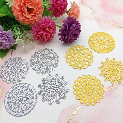 4pcs/lot Lace Round Frame Background Die Cuts for Card Making Scrapbooking - color: Silver-353round