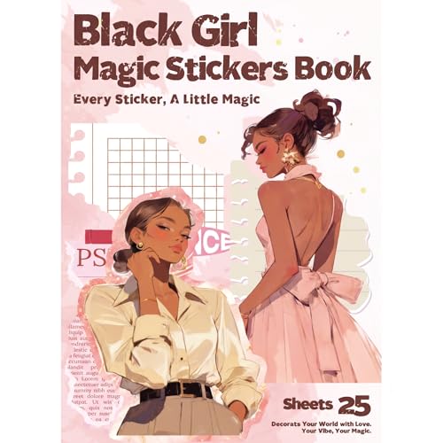 25 Sheets Fashion Black Girl Scrapbook Stickers, Junk Journal Supplies - color: Black Girls