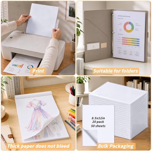 Oleitodh 20 Pack 8.5 x 11 Inch Blank Note Pads White Memo Pads - size: 8.5 x 11 inch-20Pack