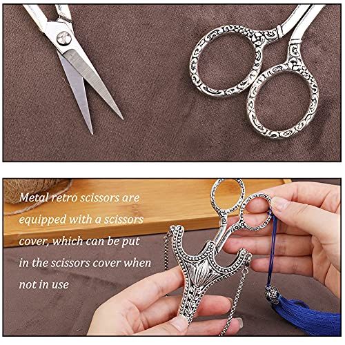 SHWAKK Embroidery Scissors, Stainless Steel Sharp Tip Retro Scissors - color: Bauhinia Silver