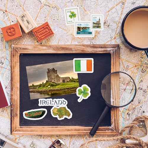 Navy Peony Emerald Ireland Travel Stickers (34pcs) — Irish Decals for Scrapbooks, Journals - style: Journal