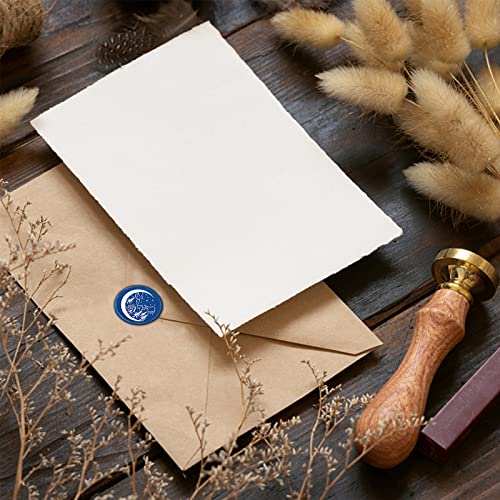 CRASPIRE Mountain Wax Seal Stamp Tree Vintage Sealing Wax Stamps Moon Star Clouds 30mm Removable Brass Head with Wood Handle for Wedding Invitations Halloween Christmas Thanksgiving Gift Packing - style: Mountain Tree Moon Star Clouds