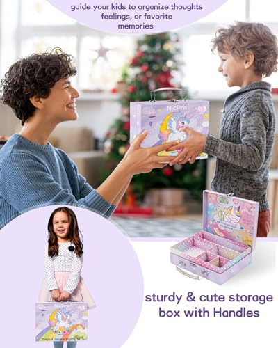 Nicpro 62PCS Unicorn Stationary Set For Girls,Unicorn Kid Toys for Aged 6-10 Years Old, Cute Stationery Supplies Letter Writing Kit Gift for 5,6,7,8,9,10 - Little Girls Ideal Christmas Birthday Gifts