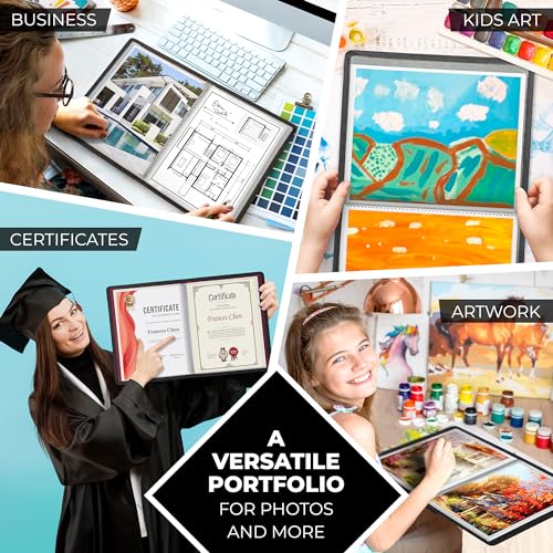 Dunwell Art Portfolio 8.5x11, 24 Pockets, Displays 48 Pages, Blue - color: Cobalt Blue, size: 8.5x11" w/ BLK Paper