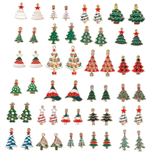 Bulk Gold Enamel Charms for Jewelry Making, Colorful Metal Charms Pendant for Bracelet Necklace and Crafting - color: Christmas Red & Green