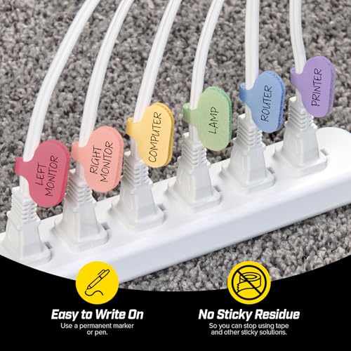 Wrap-It Storage Cable Labels - Oval, Macaron (36 Pack) | Write On Cord Labeler Wire Label Tags - color: Macaron, size: Oval