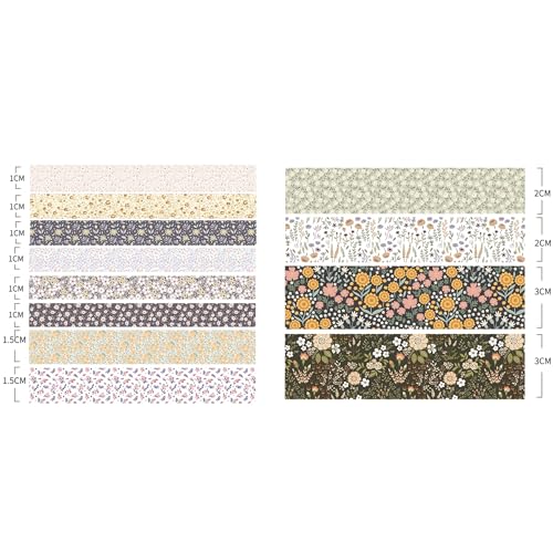 12 Rolls Flowers Washi Tape Set Floral Arts Adhesive Tapes Blooming Garden Decorative Masking Tape Sets for Craft, Kids, Scrapbook, DIY, Gift Wrapping (Flowers Blooms) - color: Flowers Blooms