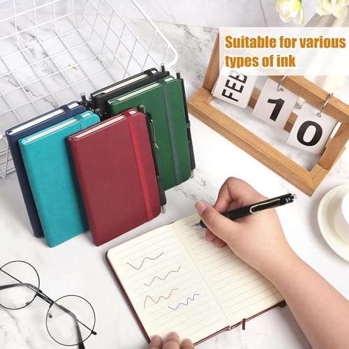 Aodaer 50 Sets Pocket Notebook Journal with Pens, 160 Pages, 3.5 x 5.5 Inch Mini Lined Journal Notebook A6 Leather Hardcover College Ruled Notepad with Pen Holder for School Office, Deep Multicolor - color: Deep Multicolor