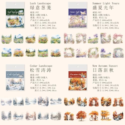 80 Pcs Dreamy Atmosphere Landscape PET Stickers for Scrapbooking - color: Wilderness Mountain Wind