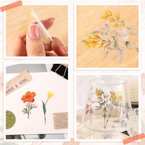 80-Piece Floral Scrapbooking Stickers, Self-Adhesive for Journals - style: Multicolored