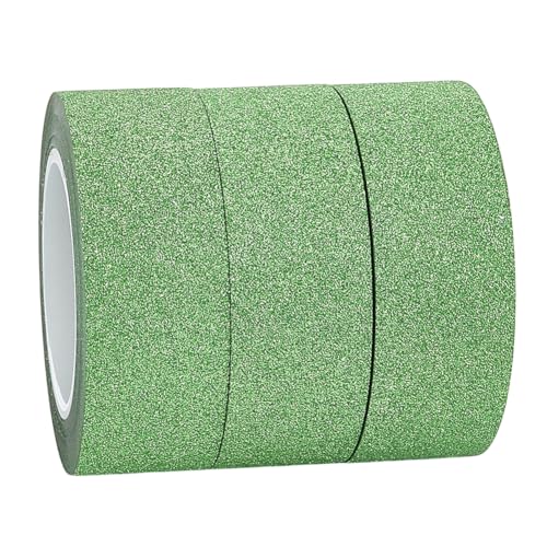 GORGECRAFT 10M*15mm*3 Rolls Glitter Adhesive Tape Foil Masking Tapes Lime Green Washi Paper Stick for DIY Scrapbook Decorative Adhesive Sticker Craft and Gifts Wrapping Car Furniture Walls - color: Lime Green
