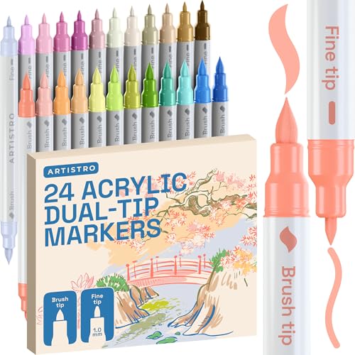 ARTISTRO 24 Pastel Dual-Tip Acrylic Paint Marker Pens for Drawing - color: Pastel, size: 24