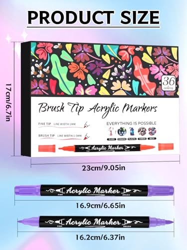EBANKU 36 Colors Nail Art Pens Set, Christmas Nail Polish Pens Quick-Drying Nail Art Markers Acrylic Paint Nail Point Graffiti Dotting Liner Pen No Squeeze Needed - color: 36P